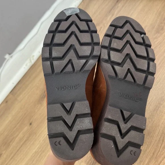 Vionic Ava Suede Wedge Loafers Tan Brown Platform Lug Sole Shoes Womens 8.5 - Picture 6 of 8